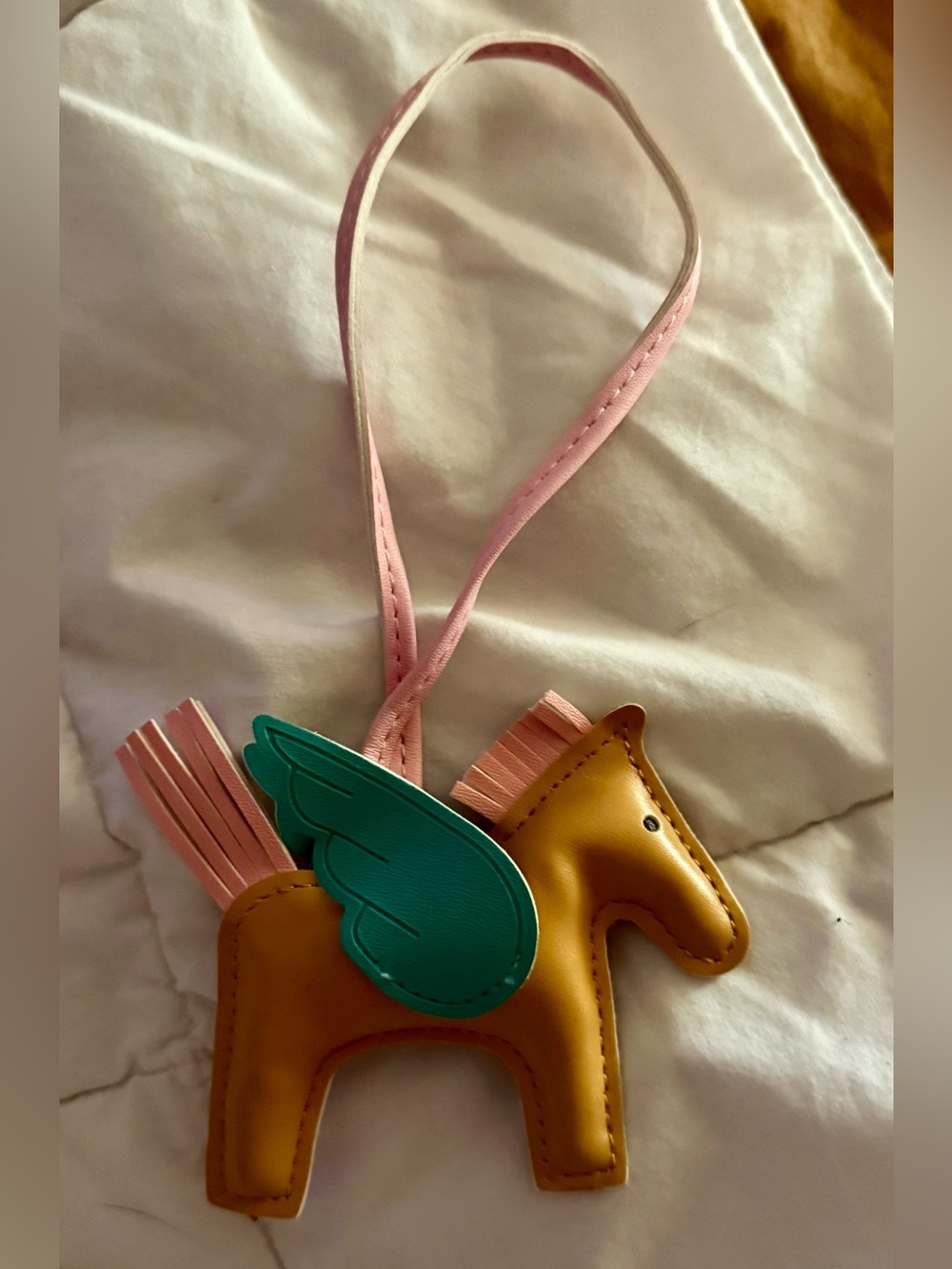 Horse Pink Strap Pegasus Bag Charm - Teal Wings